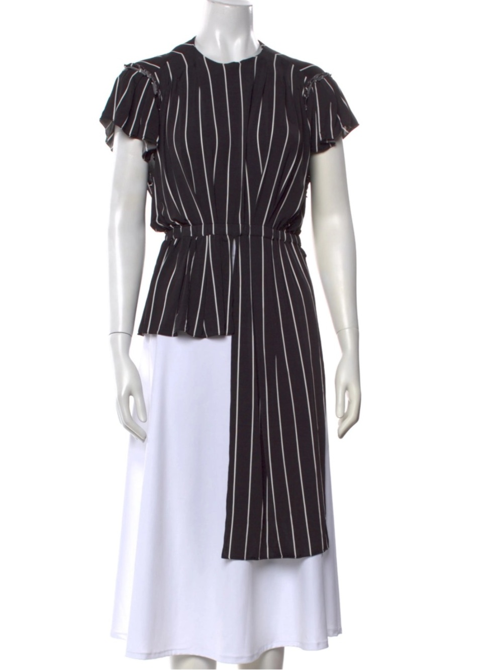 Balenciaga Black and White Vertical Stripe Short Sleeve Top 36 / US 4 EUC